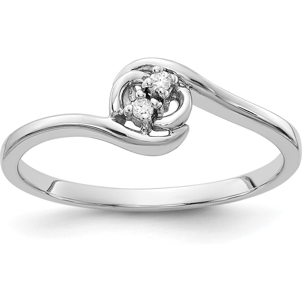 14K White Gold Diamond Ring with 2 Round Diamonds - 0.02 Carat Total Diamond Weight by Monteluci Fine Jewelry