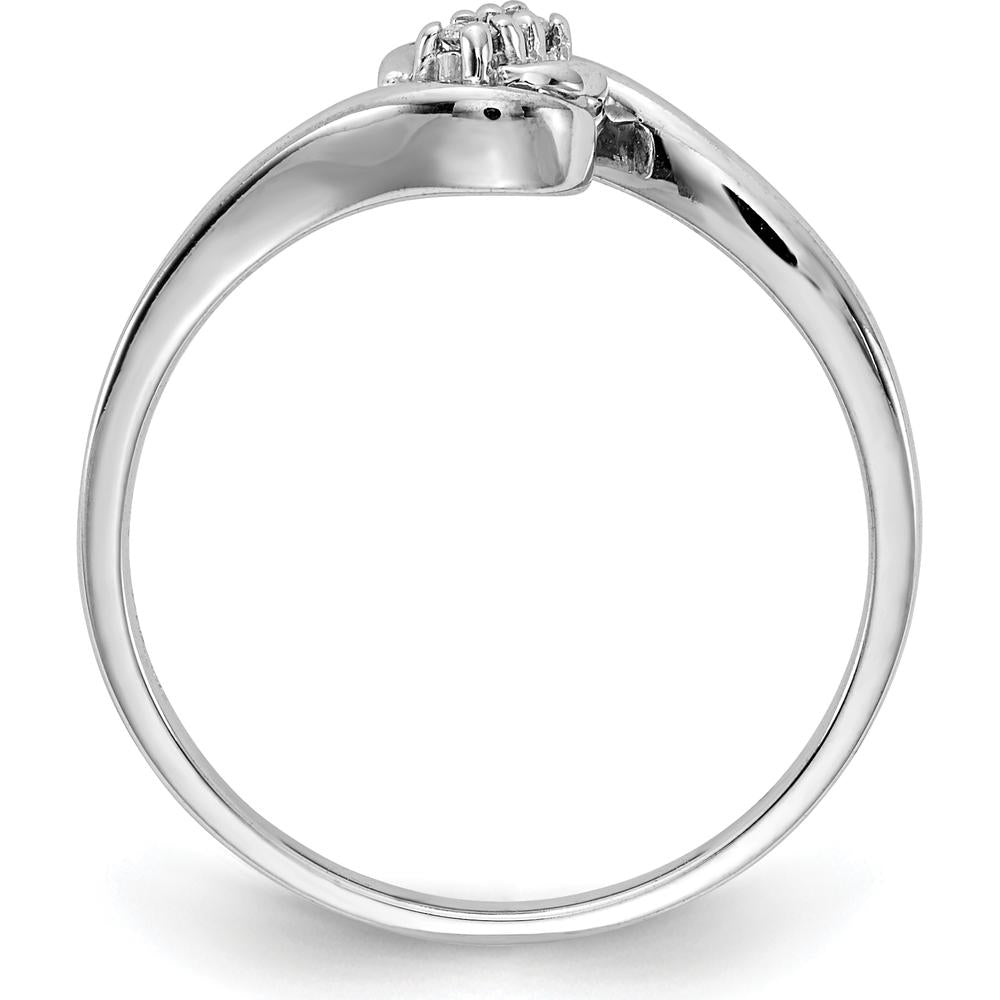 14K White Gold Diamond Ring with 2 Round Diamonds - 0.02 Carat Total Diamond Weight by Monteluci Fine Jewelry