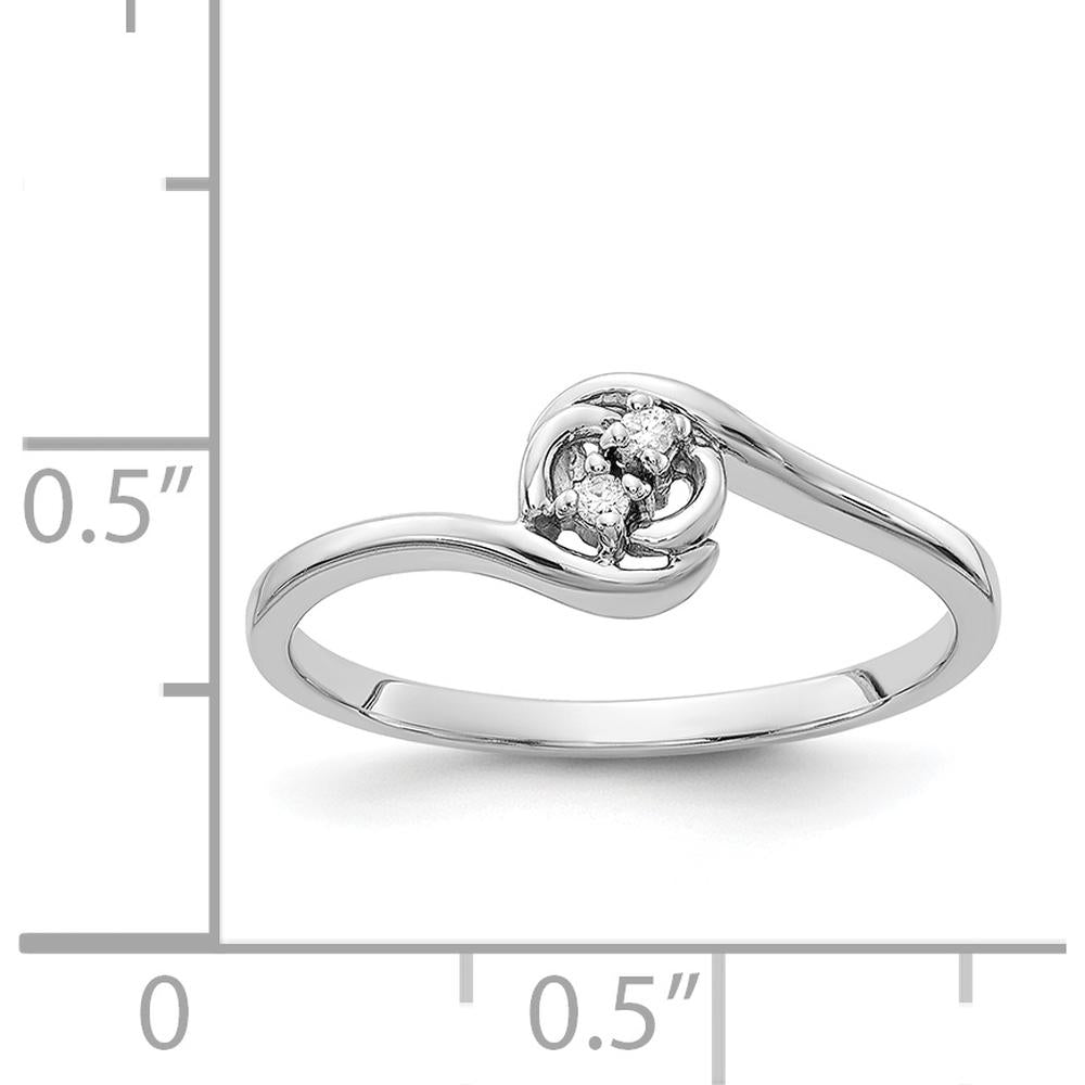 14K White Gold Diamond Ring with 2 Round Diamonds - 0.02 Carat Total Diamond Weight by Monteluci Fine Jewelry