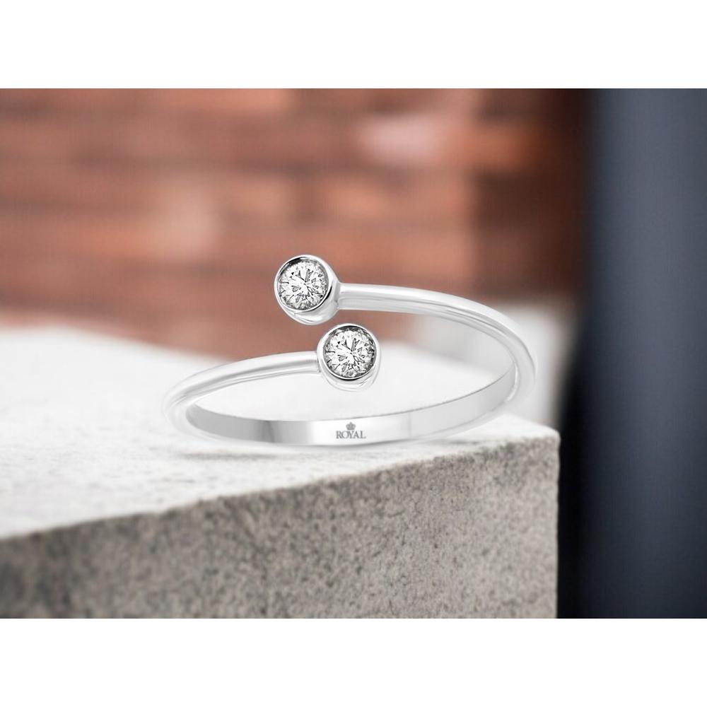 14K White Gold Diamond Ring with Bezel Set 0.30 Carats Total Diamond Weight