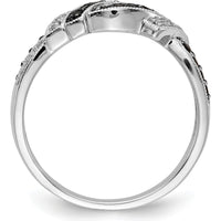 14K White Gold Diamond Ring with Black Rhodium and Round Black and White Diamonds - 0.13 Carat Total Diamond Weight by 0