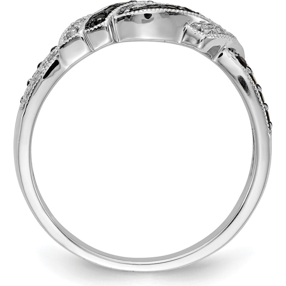 14K White Gold Diamond Ring with Black Rhodium and Round Black and White Diamonds - 0.13 Carat Total Diamond Weight by 0