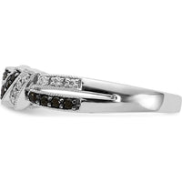 14K White Gold Diamond Ring with Black Rhodium and Round Black and White Diamonds - 0.13 Carat Total Diamond Weight by 0