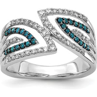 14K White Gold Diamond Ring with Blue and White Round Cut Diamonds - 0.62 Carat Total Diamond Weight by 0