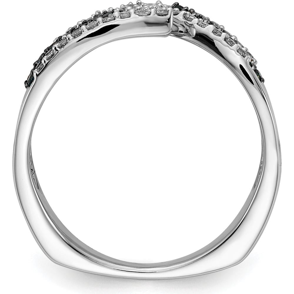 14K White Gold Diamond Ring with Blue and White Round Cut Diamonds - 0.62 Carat Total Diamond Weight by 0