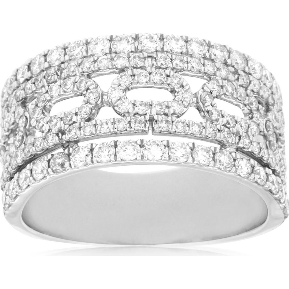 14K White Gold Diamond Ring with Brilliant-Cut Diamonds and Milgrain Detail - 1.04 Carats Total Diamond Weight