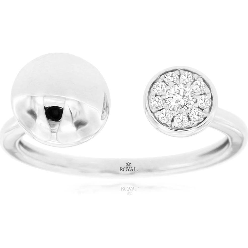 14K White Gold Diamond Ring with Halo Diamond Cluster - 0.12 Carats Total Diamond Weight