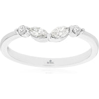 14K White Gold Diamond Ring with Marquise and Round Diamonds - 0.27 Carat Total Diamond Weight - Royal Jewelry