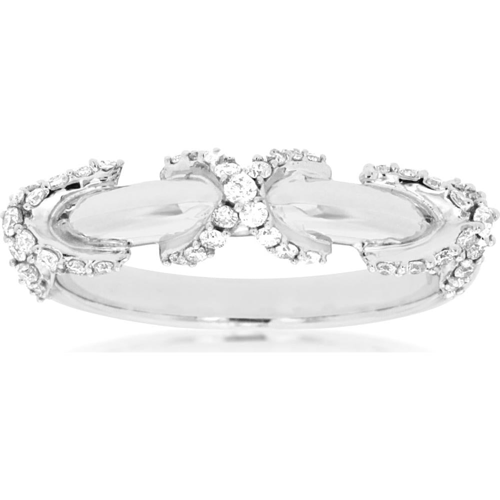14K White Gold Diamond Ring with Milgrain Detail - 0.33 Carats Total Diamond Weight