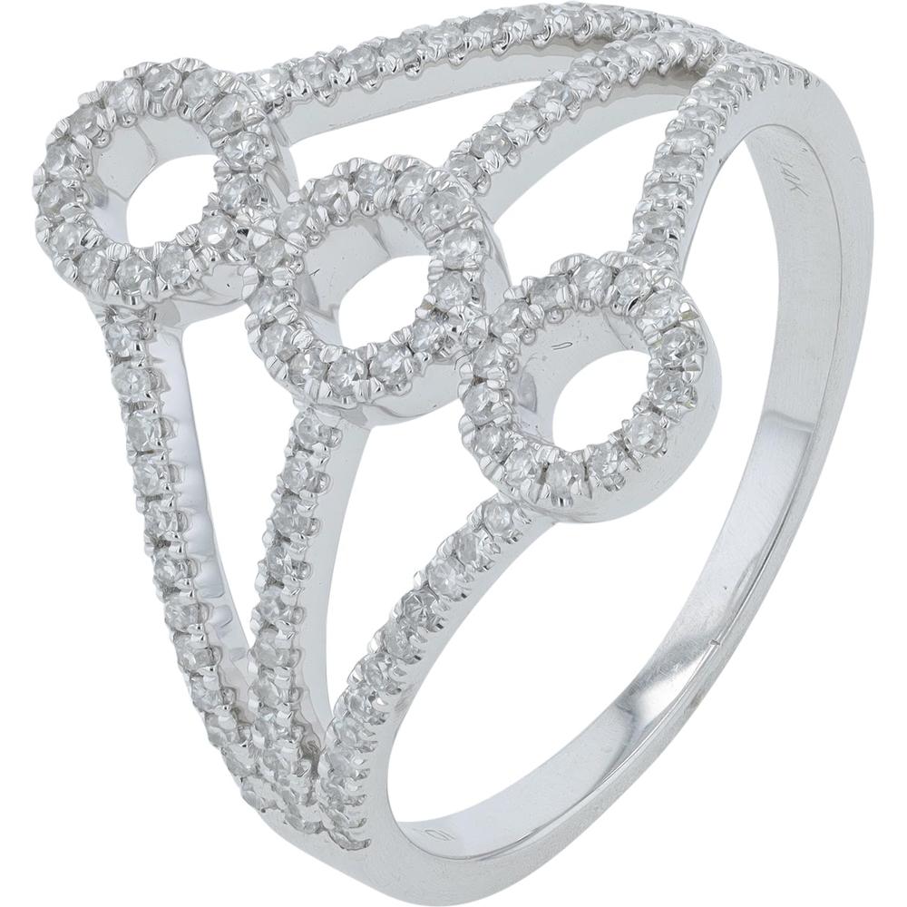 14K White Gold Diamond Ring with Pavé-Set Triple Circle Design - 0.40 Carats Total Diamond Weight