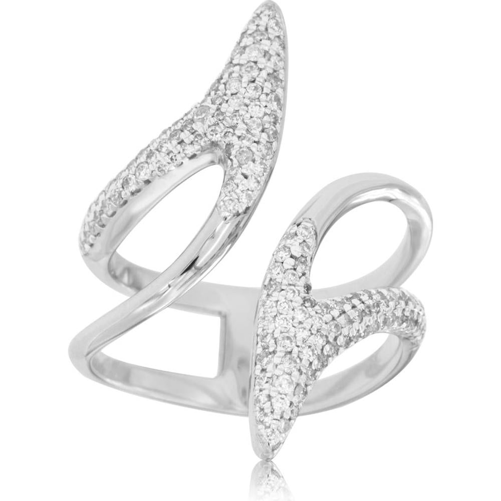 14K White Gold Diamond Ring with Pavé Setting - 0.65 Carats Total Diamond Weight