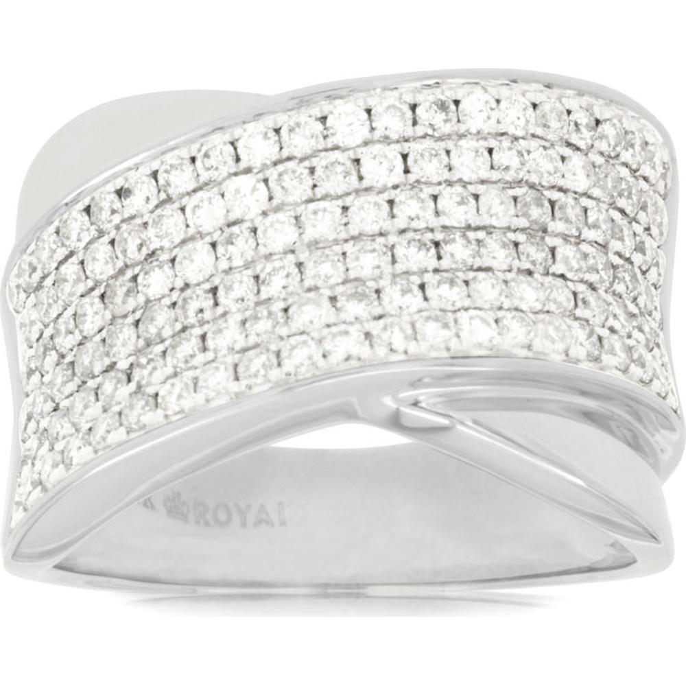 14K White Gold Diamond Ring with Sweeping Design - 1.10 Carats Total Diamond Weight