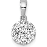 14K White Gold Diamond Round Cluster Pendant with Natural Diamonds - 0.20 Carat Total Diamond Weight by Monteluci Fine Jewelry