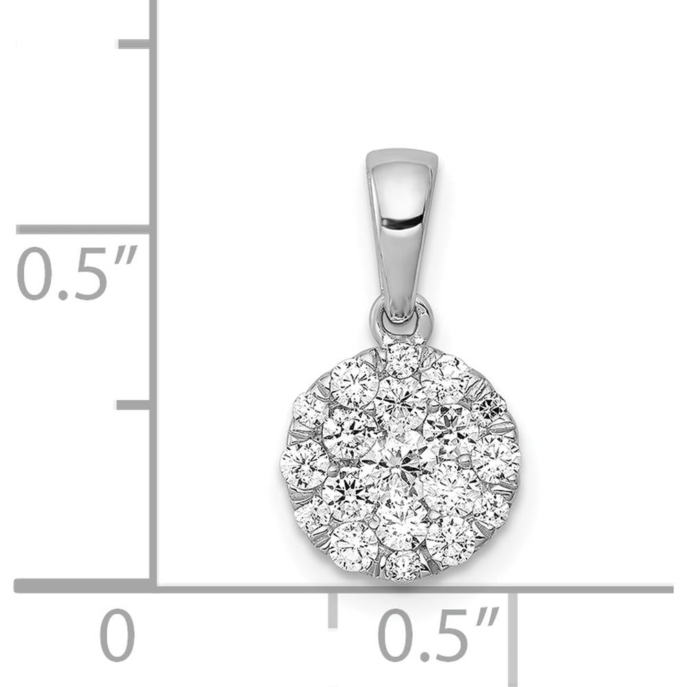 14K White Gold Diamond Round Cluster Pendant with Natural Diamonds - 0.20 Carat Total Diamond Weight by Monteluci Fine Jewelry