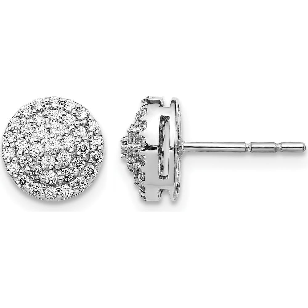 14K White Gold Diamond Round Cluster Post Earrings - 0.50 Carat Total Diamond Weight by Monteluci Fine Jewelry