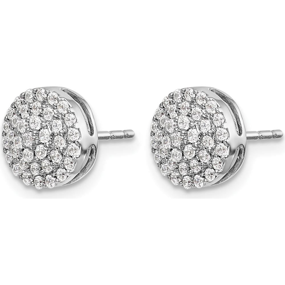 14K White Gold Diamond Round Cluster Post Earrings - 0.50 Carat Total Diamond Weight by Monteluci Fine Jewelry