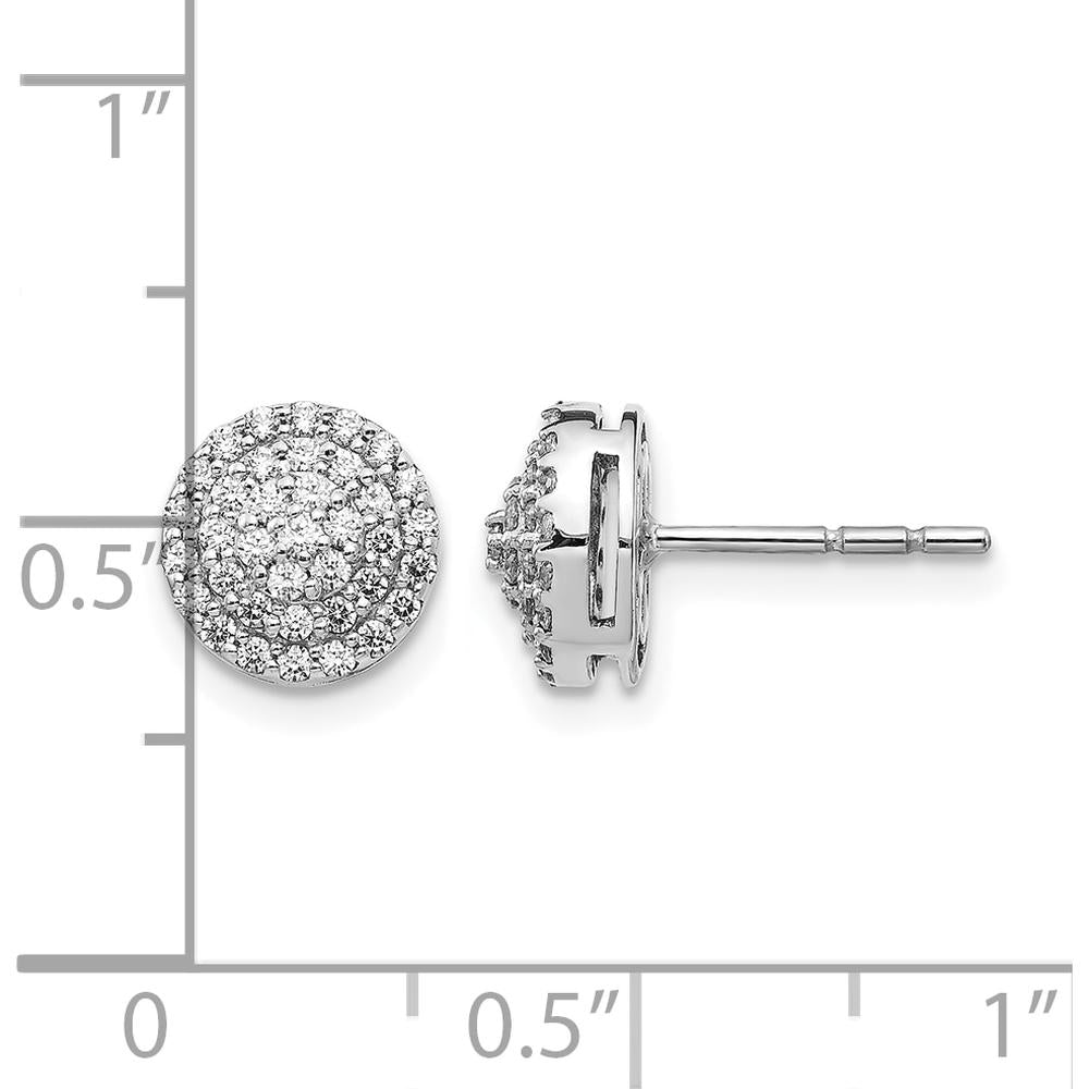 14K White Gold Diamond Round Cluster Post Earrings - 0.50 Carat Total Diamond Weight by Monteluci Fine Jewelry