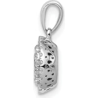 14K White Gold Diamond Round Halo Cluster Pendant - 0.125 Carat Center, 0.029 Carat Total Diamond Weight by Monteluci Fine Jewelry