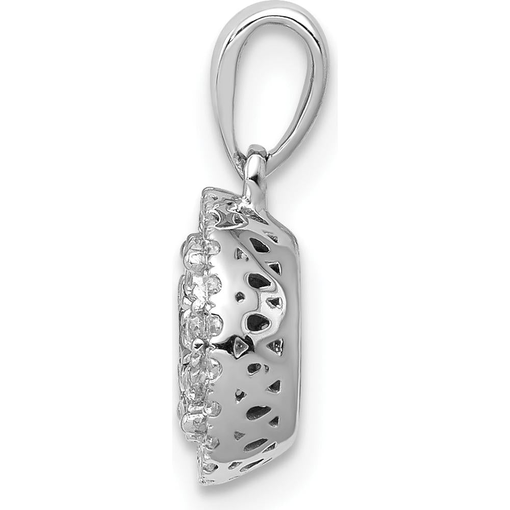 14K White Gold Diamond Round Halo Cluster Pendant - 0.125 Carat Center, 0.029 Carat Total Diamond Weight by Monteluci Fine Jewelry