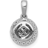 14K White Gold Diamond Round Halo Cluster Pendant - 0.125 Carat Center, 0.029 Carat Total Diamond Weight by Monteluci Fine Jewelry