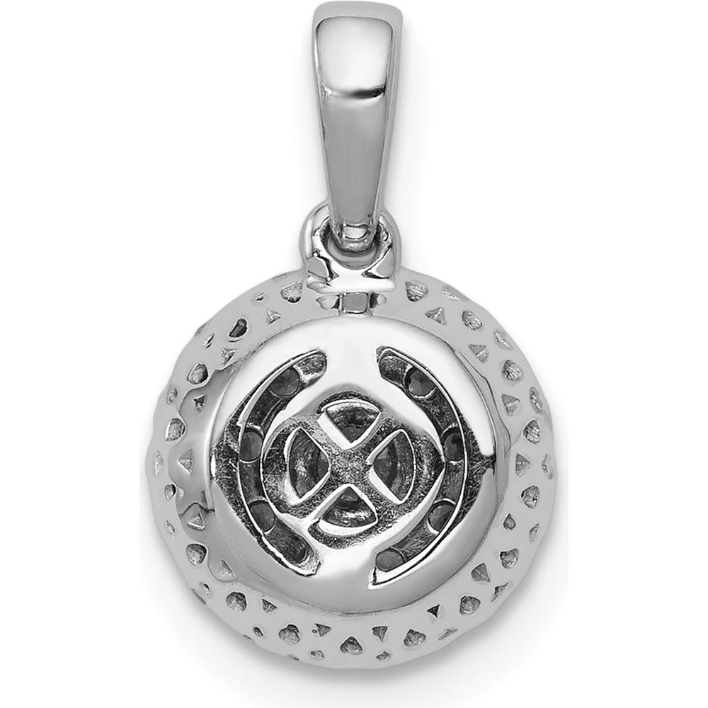 14K White Gold Diamond Round Halo Cluster Pendant - 0.125 Carat Center, 0.029 Carat Total Diamond Weight by Monteluci Fine Jewelry