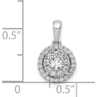 14K White Gold Diamond Round Halo Cluster Pendant - 0.125 Carat Center, 0.029 Carat Total Diamond Weight by Monteluci Fine Jewelry