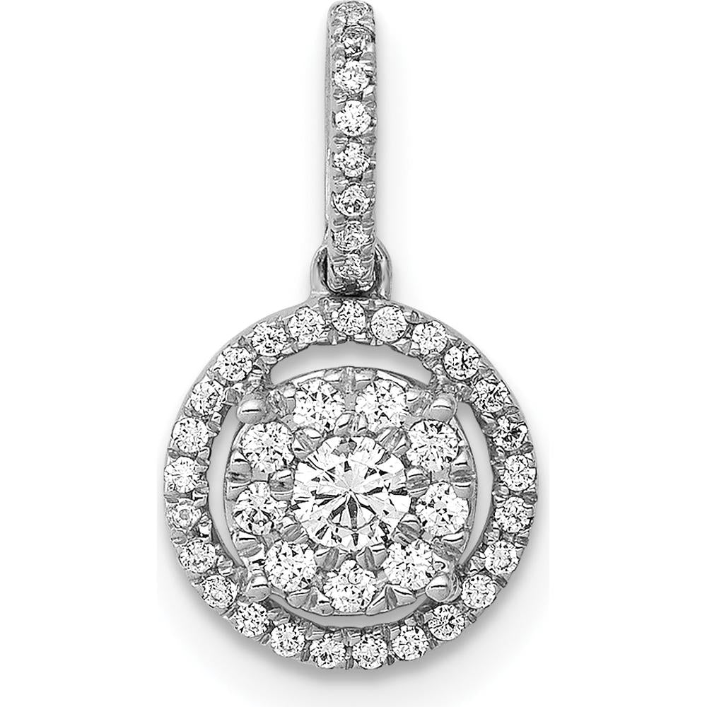 14K White Gold Diamond Round Halo Cluster Pendant - 0.25 Carat Total Diamond Weight by Monteluci Fine Jewelry