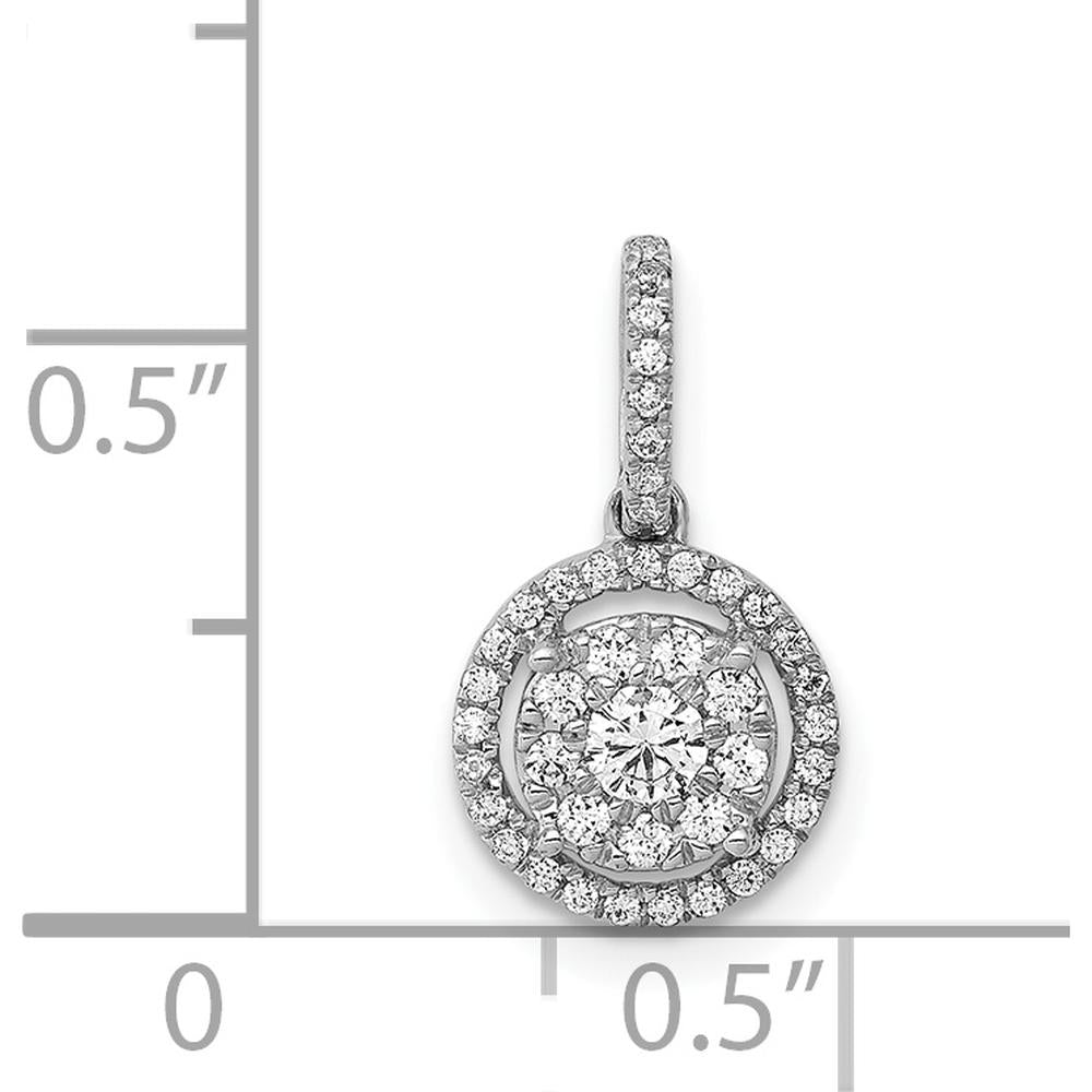 14K White Gold Diamond Round Halo Cluster Pendant - 0.25 Carat Total Diamond Weight by Monteluci Fine Jewelry