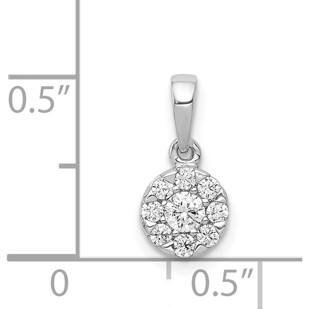14K White Gold Diamond Round Halo Pendant - 0.12 Carat Total Diamond Weight by Monteluci Fine Jewelry