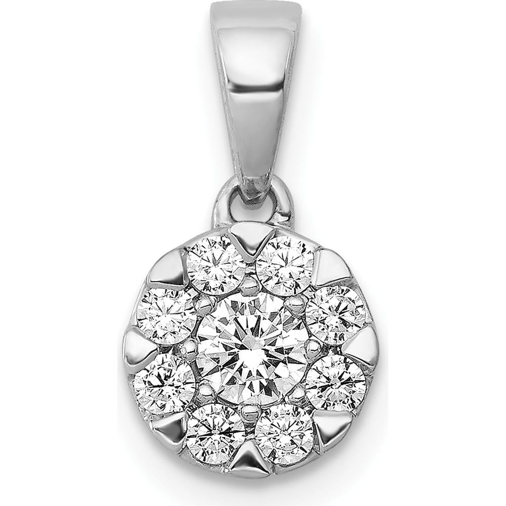 14K White Gold Diamond Round Halo Pendant with 0.33 Carat Total Diamond Weight by Monteluci Fine Jewelry