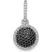 14K White Gold Diamond Round Halo Pendant with 1/3 Carat Black and White Diamonds by Monteluci Fine Jewelry