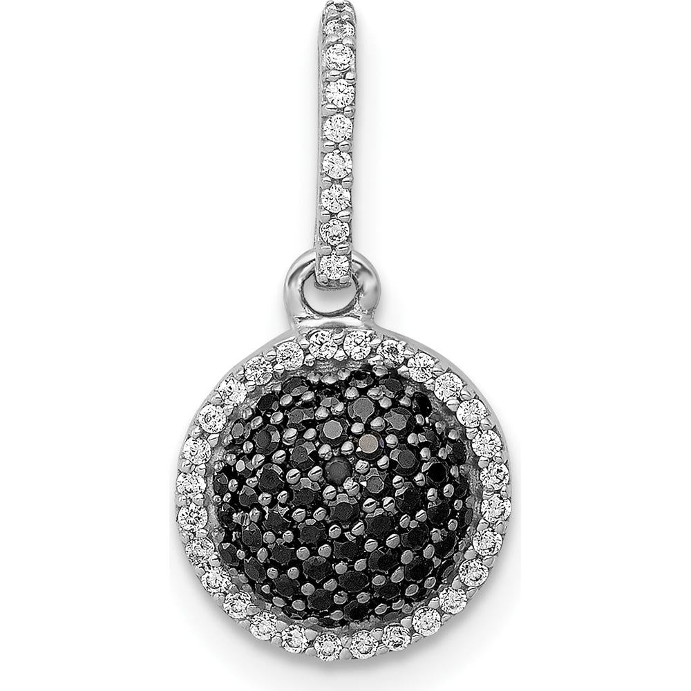 14K White Gold Diamond Round Halo Pendant with 1/3 Carat Black and White Diamonds by Monteluci Fine Jewelry