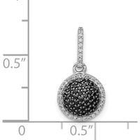 14K White Gold Diamond Round Halo Pendant with 1/3 Carat Black and White Diamonds by Monteluci Fine Jewelry