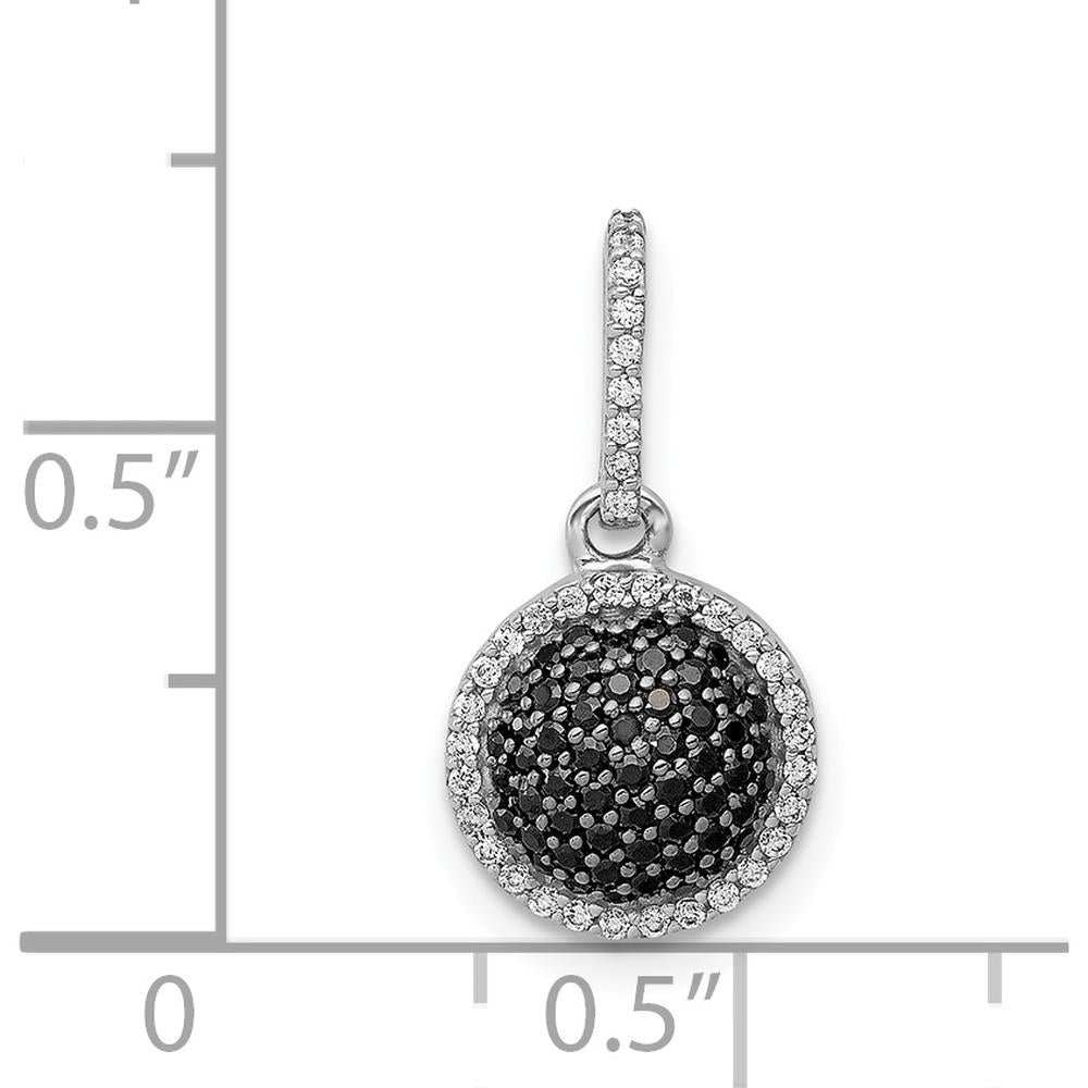 14K White Gold Diamond Round Halo Pendant with 1/3 Carat Black and White Diamonds by Monteluci Fine Jewelry