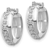 14K White Gold Diamond Round Hinged Hoop Earrings - 0.01 Carats Total Diamond Weight by Monteluci Fine Jewelry