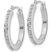 14K White Gold Diamond Round Hinged Hoop Earrings - 0.010 Carats Total Diamond Weight by Monteluci Fine Jewelry