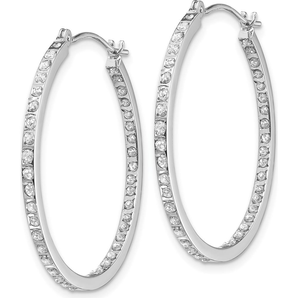 14K White Gold Diamond Round Hinged Hoop Earrings - 0.010 Carats Total Diamond Weight by Monteluci Fine Jewelry