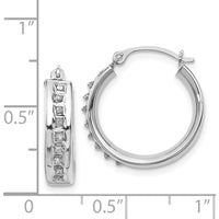 14K White Gold Diamond Round Hoop Earrings - 0.010 Carats Total Diamond Weight by Monteluci Fine Jewelry
