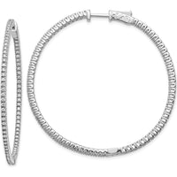 14K White Gold Diamond Round Hoop Earrings with 156 Prong-Set Round Diamonds - 0.95 Carat Total Diamond Weight by Monteluci Fine Jewelry