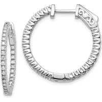 14K White Gold Diamond Round Hoop Earrings with 60 Faceted Diamonds - 0.01 Carat Total Diamond Weight by Monteluci Fine Jewelry
