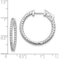 14K White Gold Diamond Round Hoop Earrings with 60 Faceted Diamonds - 0.01 Carat Total Diamond Weight by Monteluci Fine Jewelry