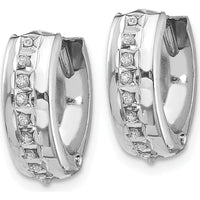 14K White Gold Diamond Round Huggie Hoop Earrings - 0.01 Carats Total Diamond Weight by Monteluci Fine Jewelry