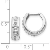 14K White Gold Diamond Round Huggie Hoop Earrings - 0.01 Carats Total Diamond Weight by Monteluci Fine Jewelry