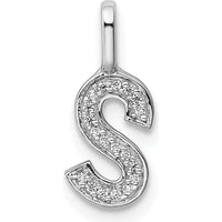 14K White Gold Diamond S Initial Pendant - 0.15 Carat Total Diamond Weight by Oro Pregiato