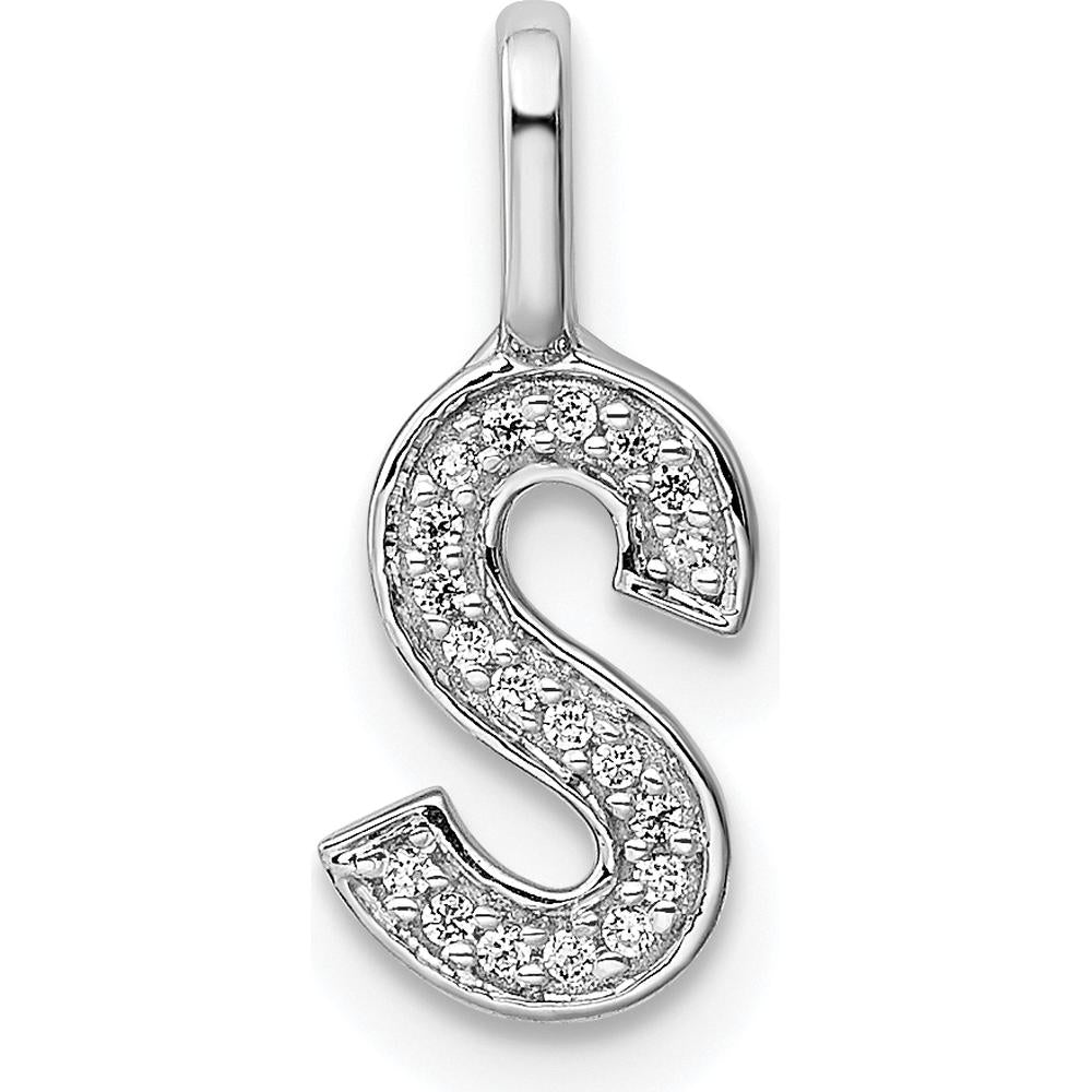 14K White Gold Diamond S Initial Pendant - 0.15 Carat Total Diamond Weight by Oro Pregiato