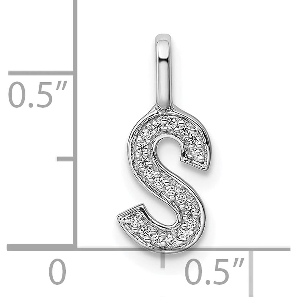 14K White Gold Diamond S Initial Pendant - 0.15 Carat Total Diamond Weight by Oro Pregiato