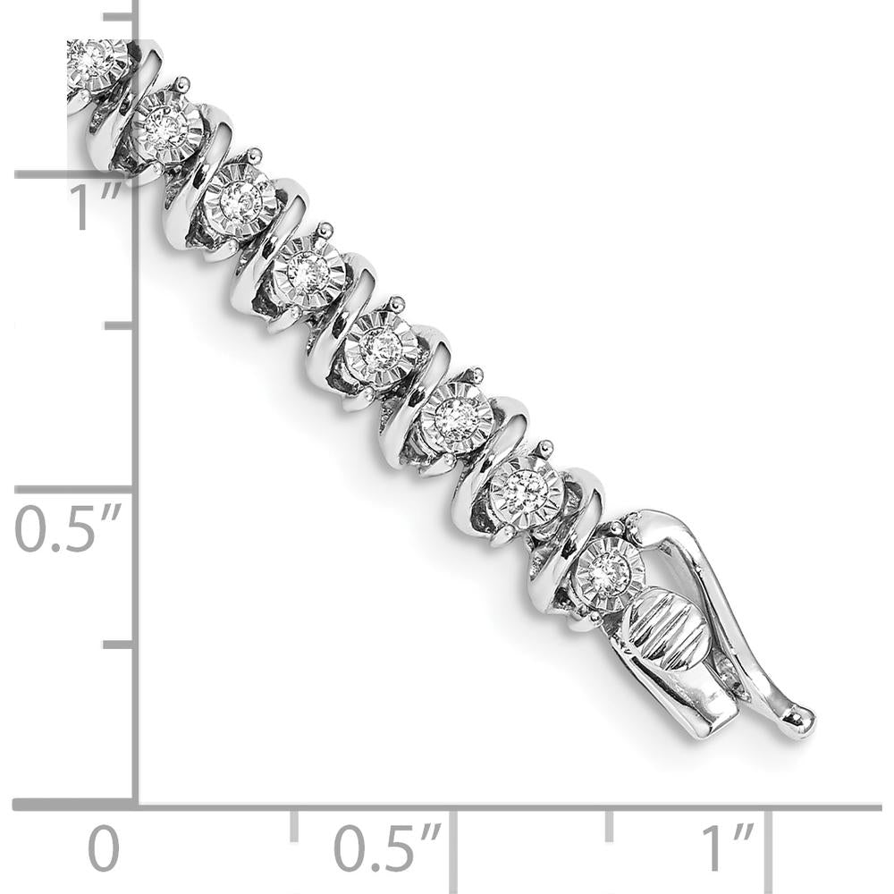 14K White Gold Diamond S-Link 7" Tennis Bracelet - 1 Carat Total Diamond Weight by Monteluci Fine Jewelry