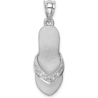 14K White Gold Diamond Sandal Pendant with Rhodium Plating - 0.040 Carat Total Diamond Weight by Oro Pregiato