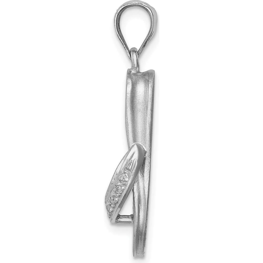 14K White Gold Diamond Sandal Pendant with Rhodium Plating - 0.040 Carat Total Diamond Weight by Oro Pregiato