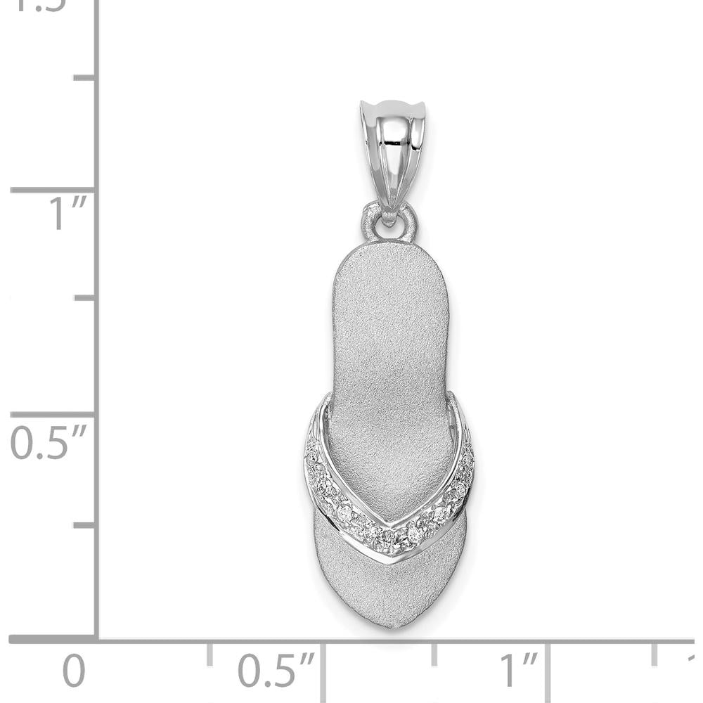 14K White Gold Diamond Sandal Pendant with Rhodium Plating - 0.040 Carat Total Diamond Weight by Oro Pregiato